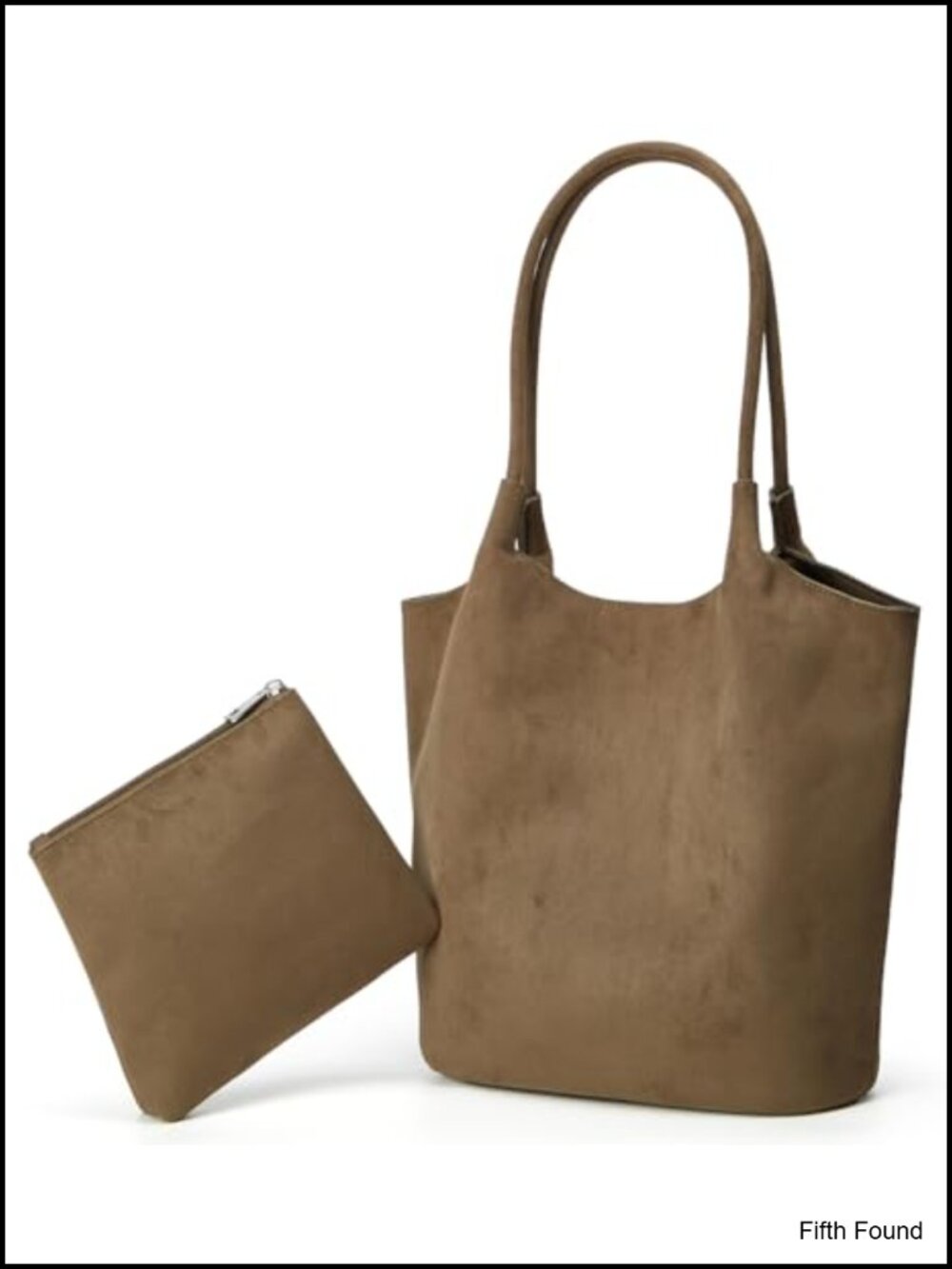 Faux Suede Shoulder Bag Large Bucket Tote Casual Commuter Handbag Satchel